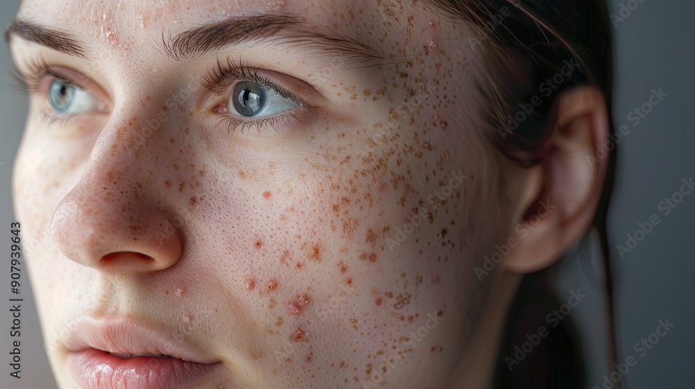 Young Woman Portrait Focusing on Hormonal Acne Problems in Natural Light Young Woman Portrait Focusing on Hormonal Acne Problems in Natural Light