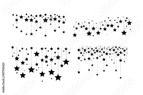 Various blinks and twinkles set Retro bling stars collection Abstract black starburst shine effect