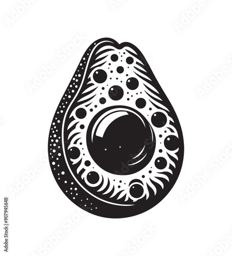 Avocado fruit silhouette vector,black and white color