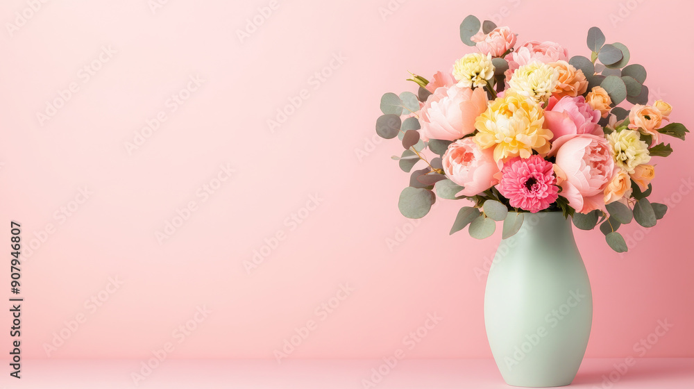 A beautiful arrangement of flowers in a vase, perfect for floral designs and decorations. Ideal for greeting cards, invitations, and more.