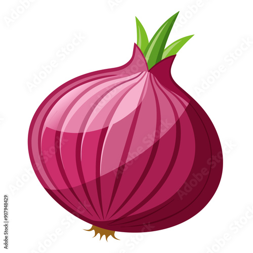 red onion vegetable for cooking meals. A bright element isolated on white for design. Vector illustration