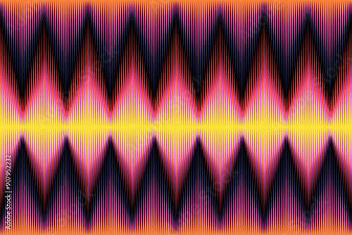 Ikat seamless pattern. Ethnic pattern art. Yellow, Black, Red. Design for background, wallpaper, vector illustration, fabric, clothing, carpet, textile, batik, embroidery.