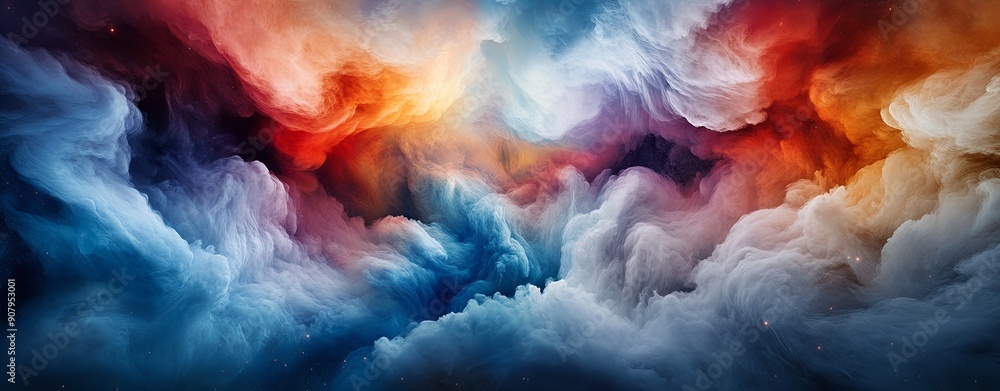 Semi close-up of an abstract cosmic scene with colorful gas clouds, representing fantasy and imagination, more clarity with clear light and sharp focus, high detailed Semi close-up of an abstract cosmic scene with colorful gas clouds, representing fantasy and imagination, more clarity with clear light and sharp focus, high detailed