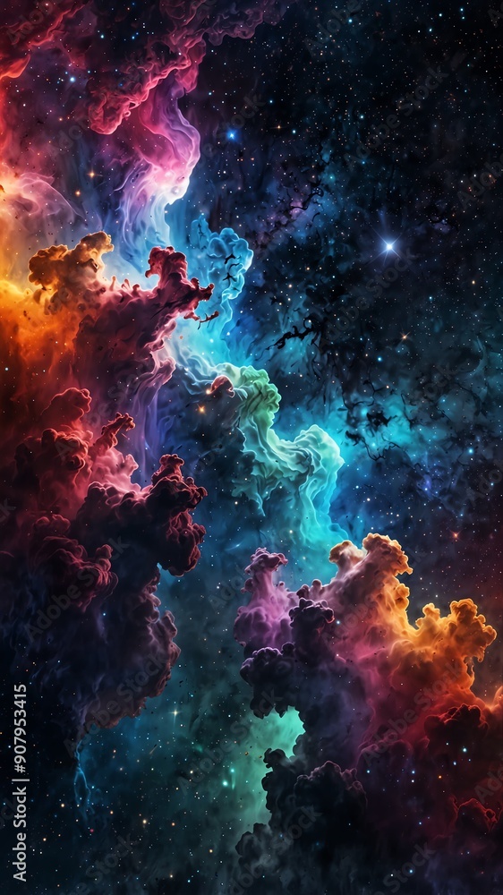 colorful cosmic nebula abstract background design copy space illustration art colorful cosmic nebula abstract background design copy space illustration art