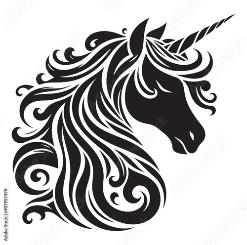 Wallpaper Mural Unicorn simple vector silhouette black and white. Torontodigital.ca