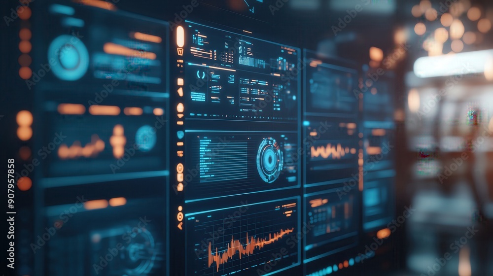 Sports analytics on holographic screens, advanced gym, cyberpunk, dark mode, 3D model Sports analytics on holographic screens, advanced gym, cyberpunk, dark mode, 3D model