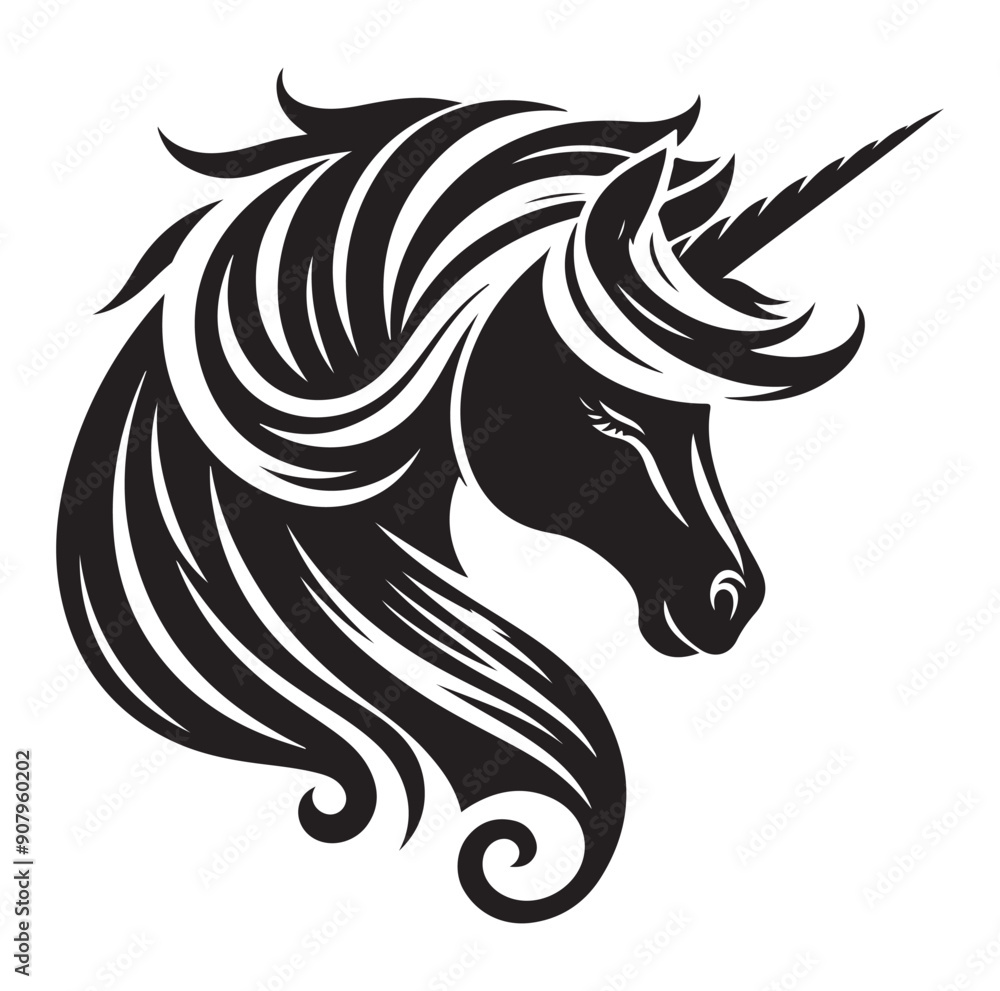 custom made wallpaper toronto digitalUnicorn simple vector silhouette black and white.