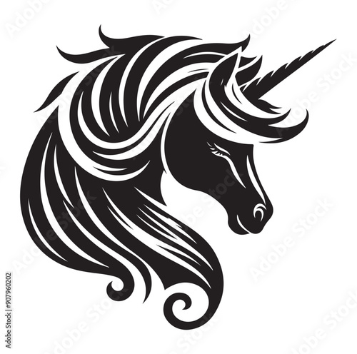 Wallpaper Mural Unicorn simple vector silhouette black and white. Torontodigital.ca