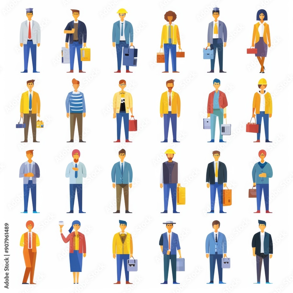 Diverse array of professional characters representing various occupations in modern work environments. Generative AI Diverse array of professional characters representing various occupations in modern work environments. Generative AI