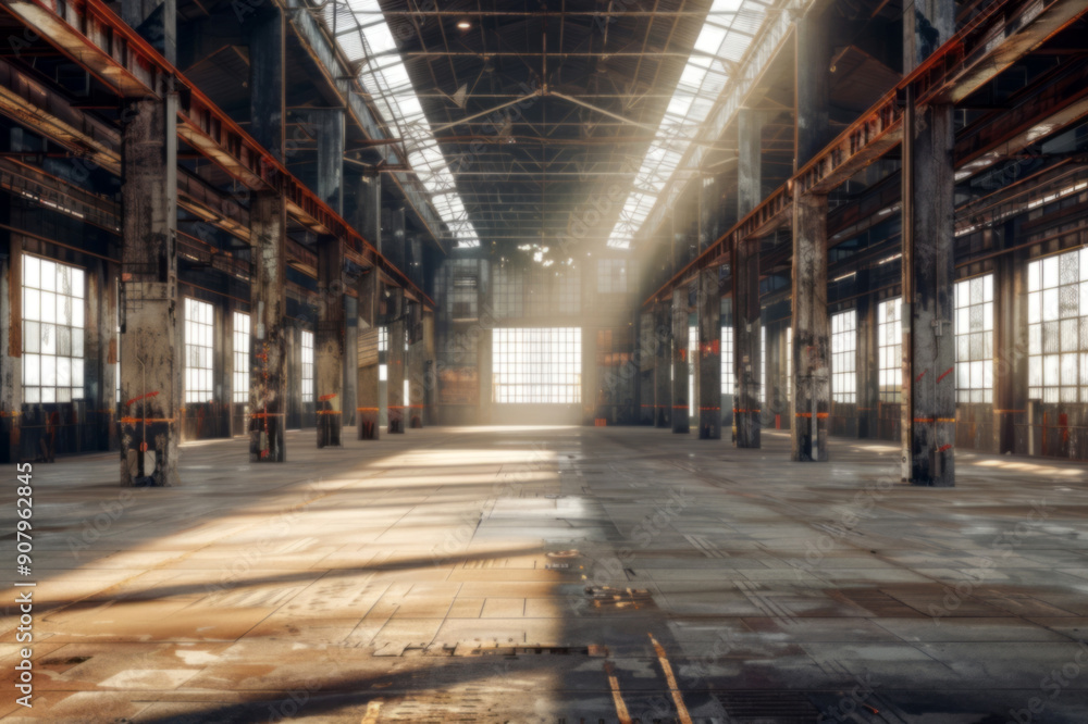 A large empty warehouse with high ceilings and steel beams concept art, concept design sheet style, wide angle, cinematic light. A large empty warehouse with high ceilings and steel beams concept art, concept design sheet style, wide angle, cinematic light.
