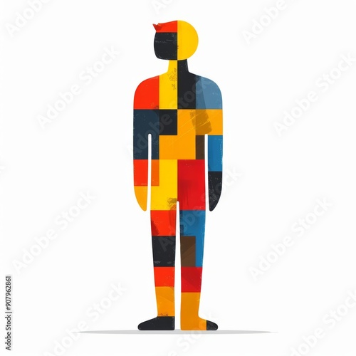 Colorful abstract representation of a human figure in modern art style. Generative AI photo