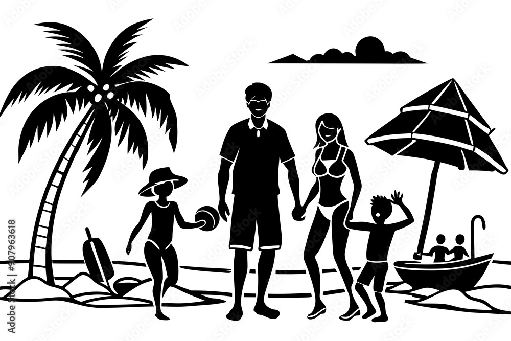 Fototapeta premium family on the beach