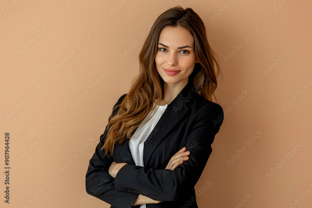 portrait of a business woman over brown background portrait of a business woman over brown background