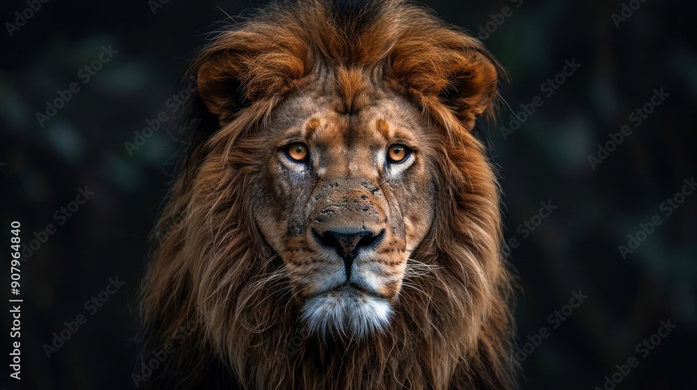 Fototapeta premium a close up of a lion with a black background