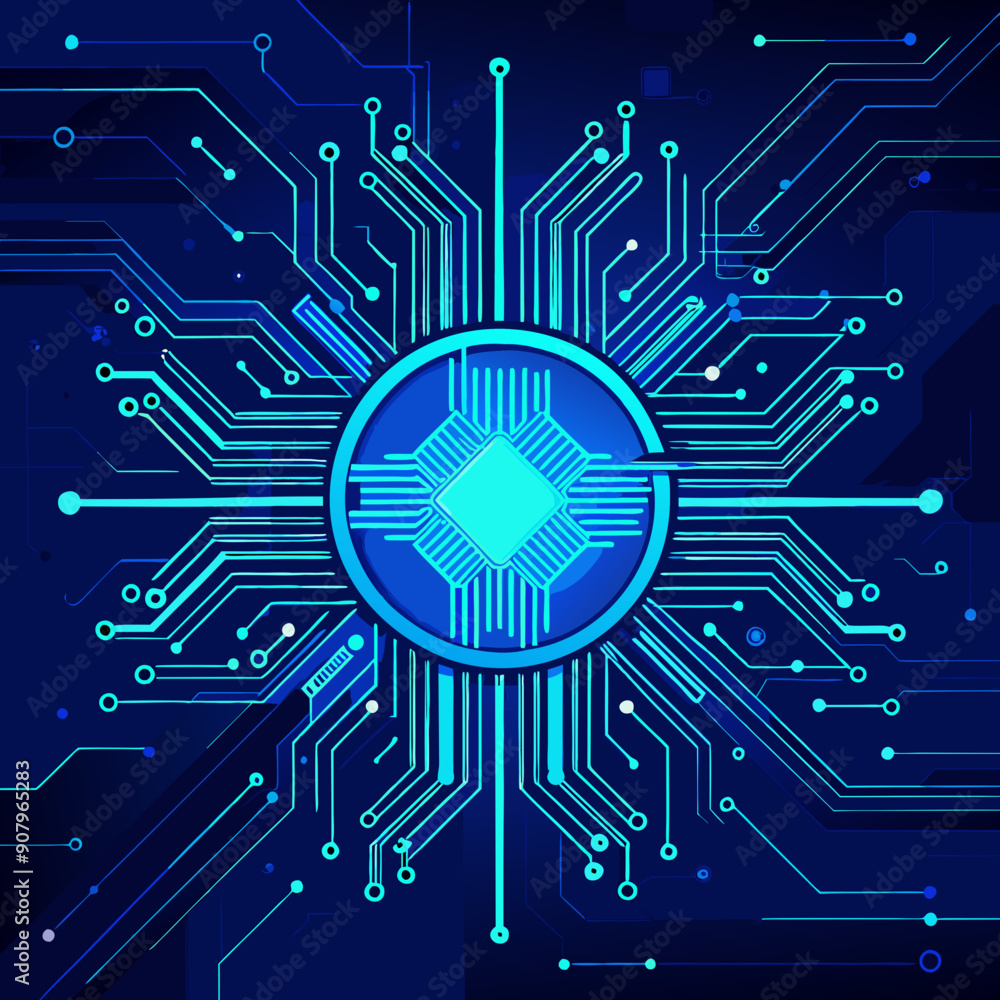thin circuit trace lines in blue on a dark thin circuit trace lines in blue on a dark
