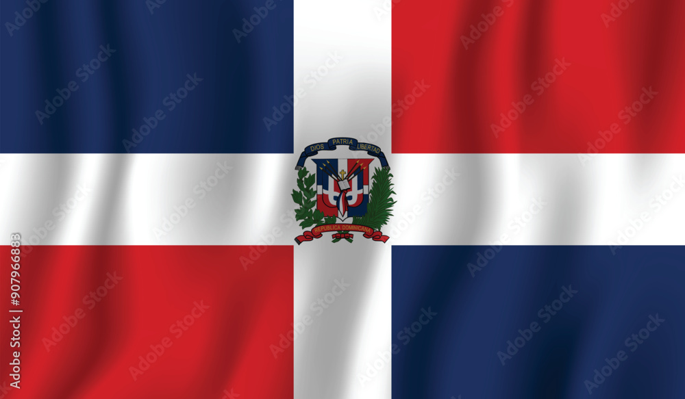 Fototapeta premium Realistic Dominican Republic national flag perfect color, scale, and proportion.