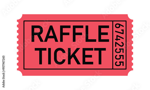 Red raffle ticket icon. Vector image isolated on white background.