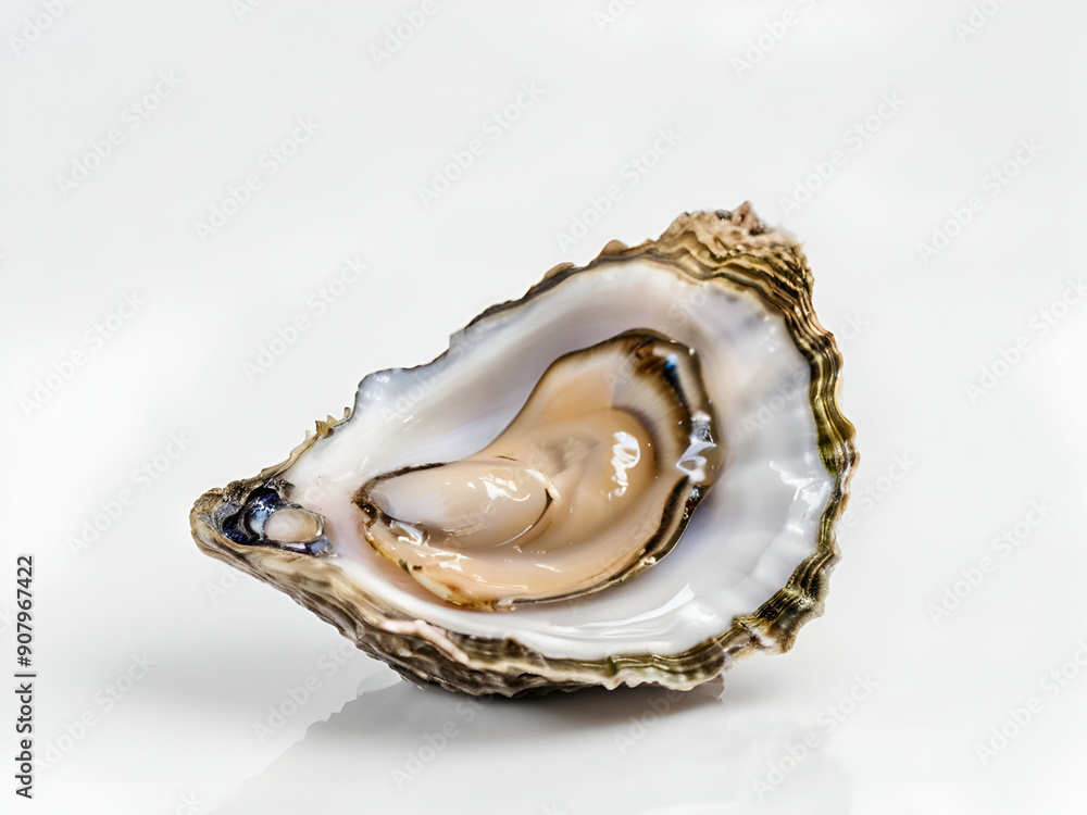 Oyster on a white background, oyster closeup Oyster on a white background, oyster closeup