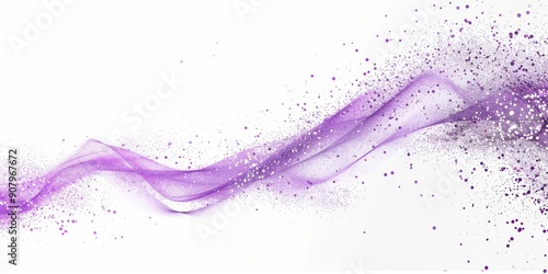 A purple wave of particles on a white background in the style of a purple sparkle glitter smoke effect.