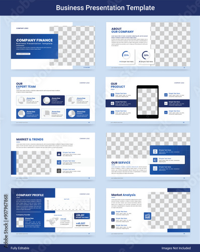 Company finance presentation slide template landing page design