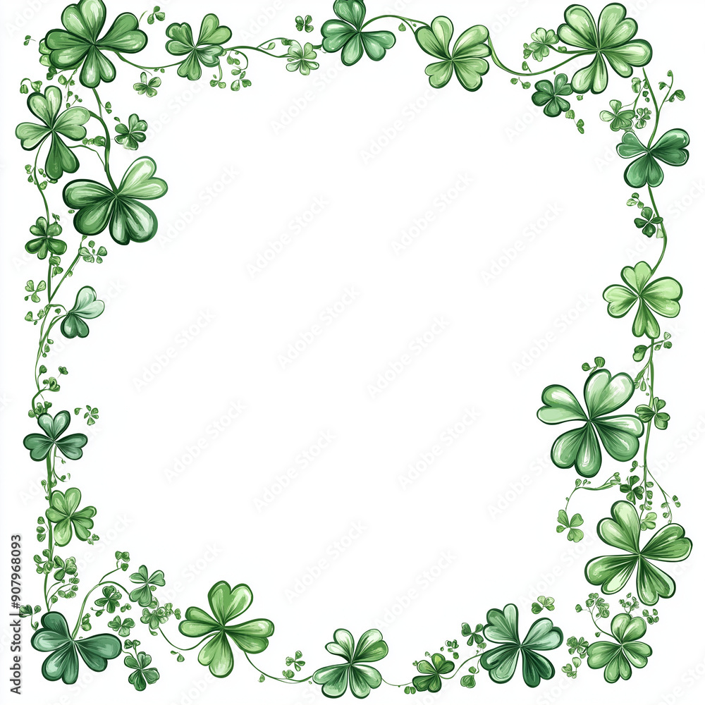Simple shamrock border with evenly spaced clovers Simple shamrock border with evenly spaced clovers