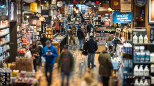 Wallpaper Mural Blurred People Shopping in a Store. Torontodigital.ca
