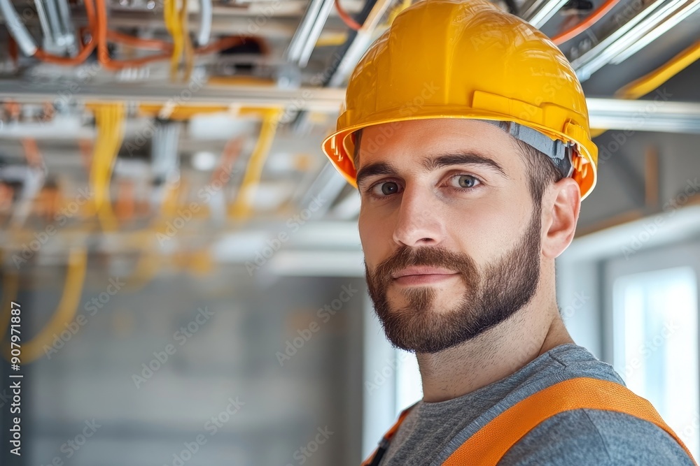 Professional electrician working at renovating home, Generative AI Professional electrician working at renovating home, Generative AI