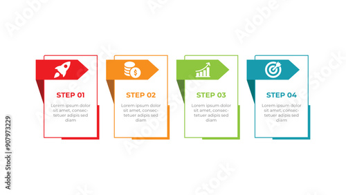 Step by step guide for business presentation in 4 step infographic.