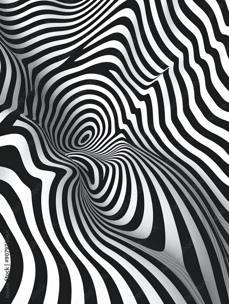 Abstract Fibonacci spiral in white with black stripes, featuring a hypnotic optical illusion, perfect for digital media and graphic design. Abstract Fibonacci spiral in white with black stripes, featuring a hypnotic optical illusion, perfect for digital media and graphic design.