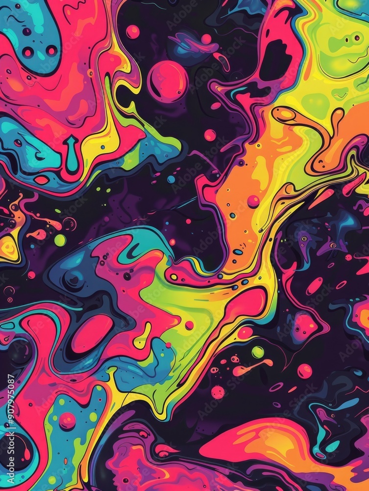 Obraz premium A colorful abstract painting with a lot of different colors and shapes. The painting has a lot of energy and movement, and it seems to be about the beauty of chaos and the power of creativity