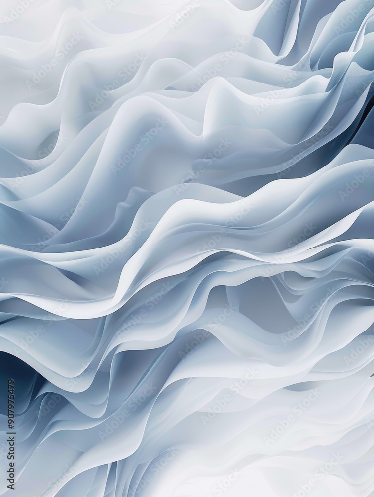 The image is a close up of a wave with a lot of white lines. The lines are very thin and the wave is very large. The image has a very calming and peaceful mood