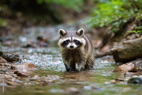 Raccoon in Stream