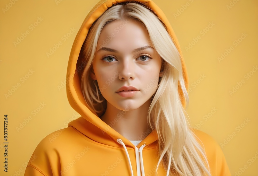 portrait of a woman
with white hair and a yellow hoodie portrait of a woman
with white hair and a yellow hoodie