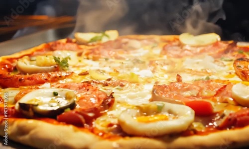 Preparing Italian Pizza in a Stone Oven. 