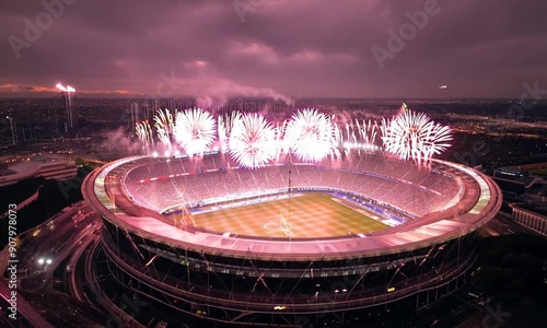 An amazing fireworks above the stadium.