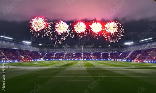 An amazing fireworks above the stadium.