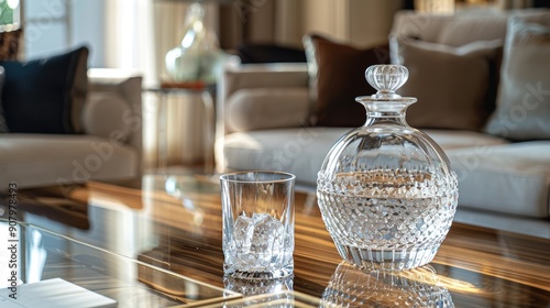 Wallpaper Mural Aesthetic arrangement of a water glass with a matching carafe on a chic coffee table.  Torontodigital.ca