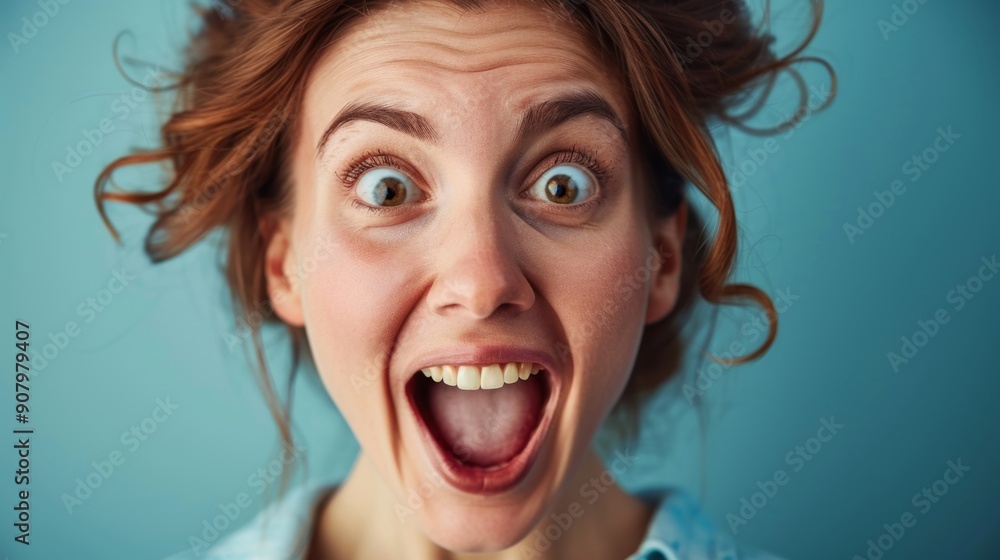 Close-up of a Woman's Face with Wide Open Mouth. Close-up of a Woman's Face with Wide Open Mouth.