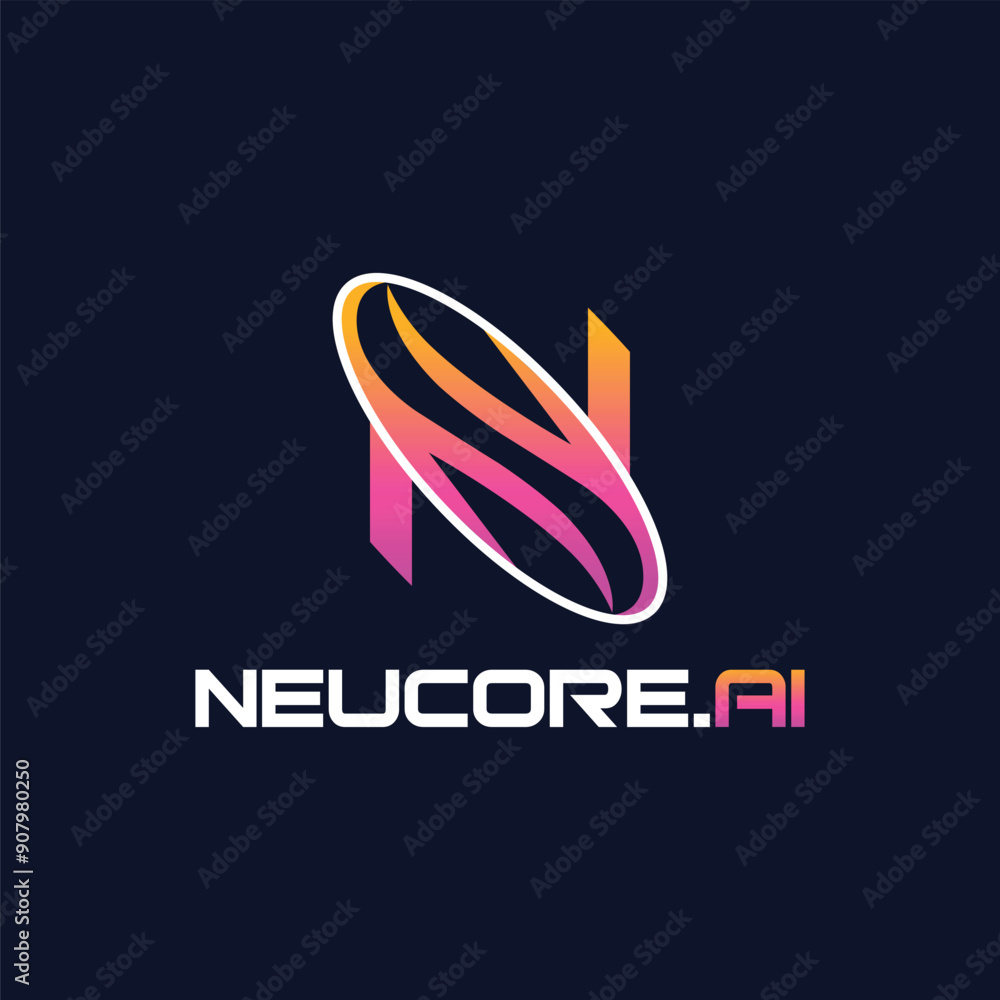 Fototapeta premium Premium N Tech Ai logo design - Earth Shohag :)