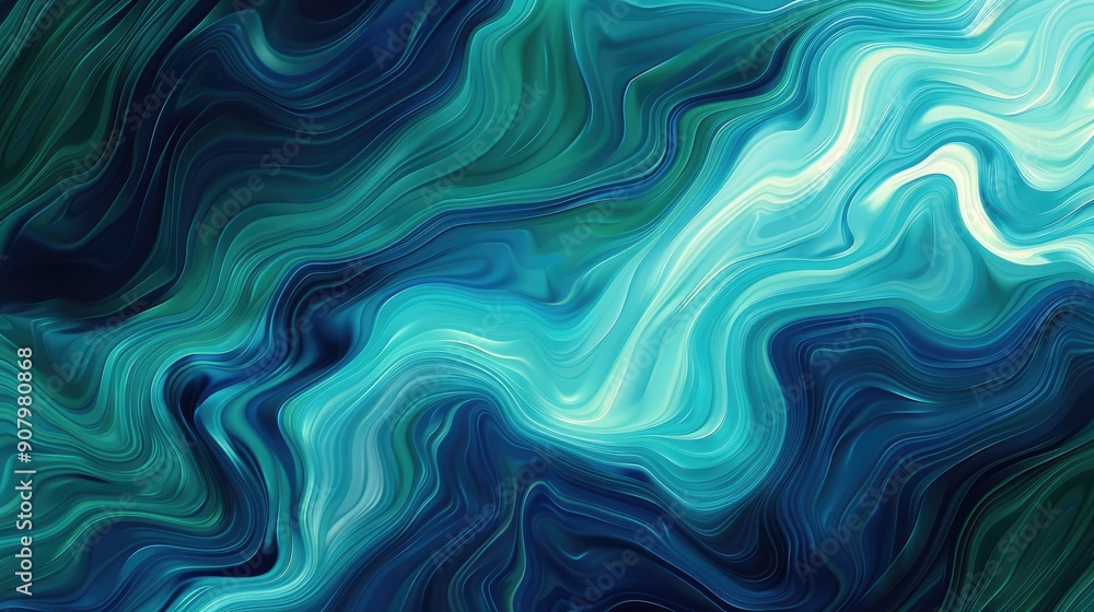 An abstract background with fluid wave patterns in shades of blue and green, evoking a sense of calm and fluidity. An abstract background with fluid wave patterns in shades of blue and green, evoking a sense of calm and fluidity.