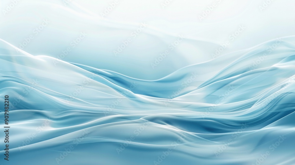 Obraz premium Blurred waves in shades of blue provide a serene, abstract background.