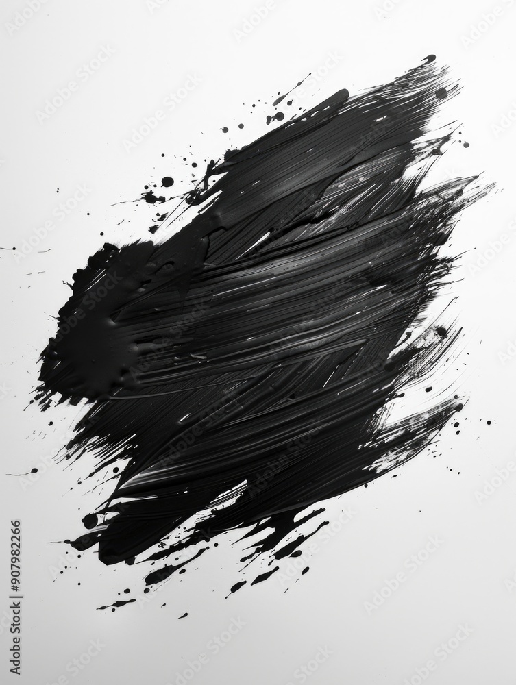 A black and white painting of a brush stroke with black paint. The brush stroke is very thick and bold, giving the painting a strong and powerful feeling A black and white painting of a brush stroke with black paint. The brush stroke is very thick and bold, giving the painting a strong and powerful feeling