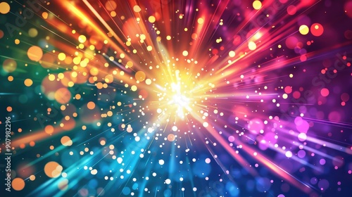 Bright, colorful bursts create a festive and celebratory abstract background.