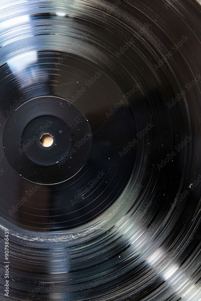 A black record with a hole in the center. The record is old and worn. Concept of nostalgia and the passage of time A black record with a hole in the center. The record is old and worn. Concept of nostalgia and the passage of time