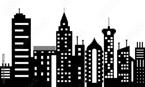 City skylines stock illustration In Silhouette, City, Urban Skyline, Cityscape, Vector