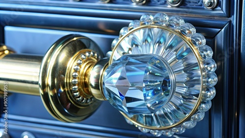 Close-up of a Crystal and Gold Door Knob
