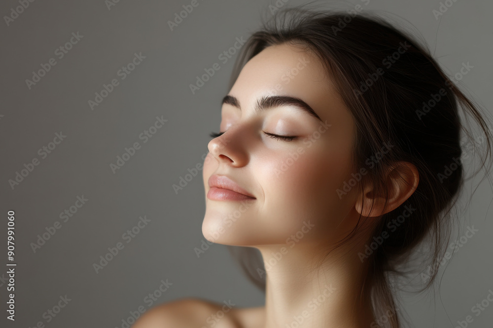 A close up of a girl's face with her eyes closed A close up of a girl's face with her eyes closed