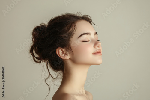 Wallpaper Mural A close up of a girl's face with her eyes closed Torontodigital.ca