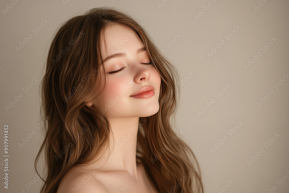 A close up of a girl's face with her eyes closed A close up of a girl's face with her eyes closed