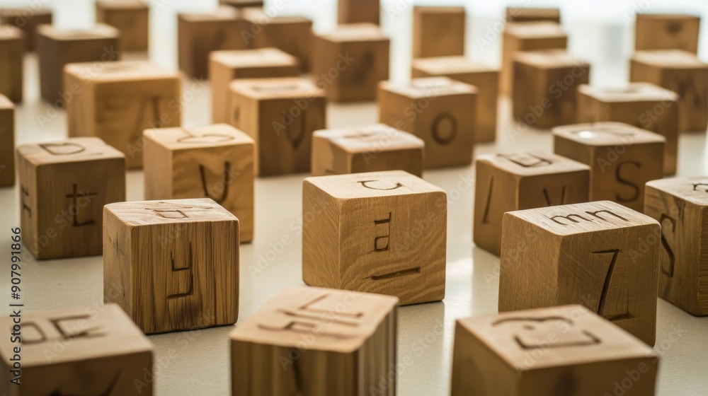 Fototapeta premium Words. Toy bricks on a white background